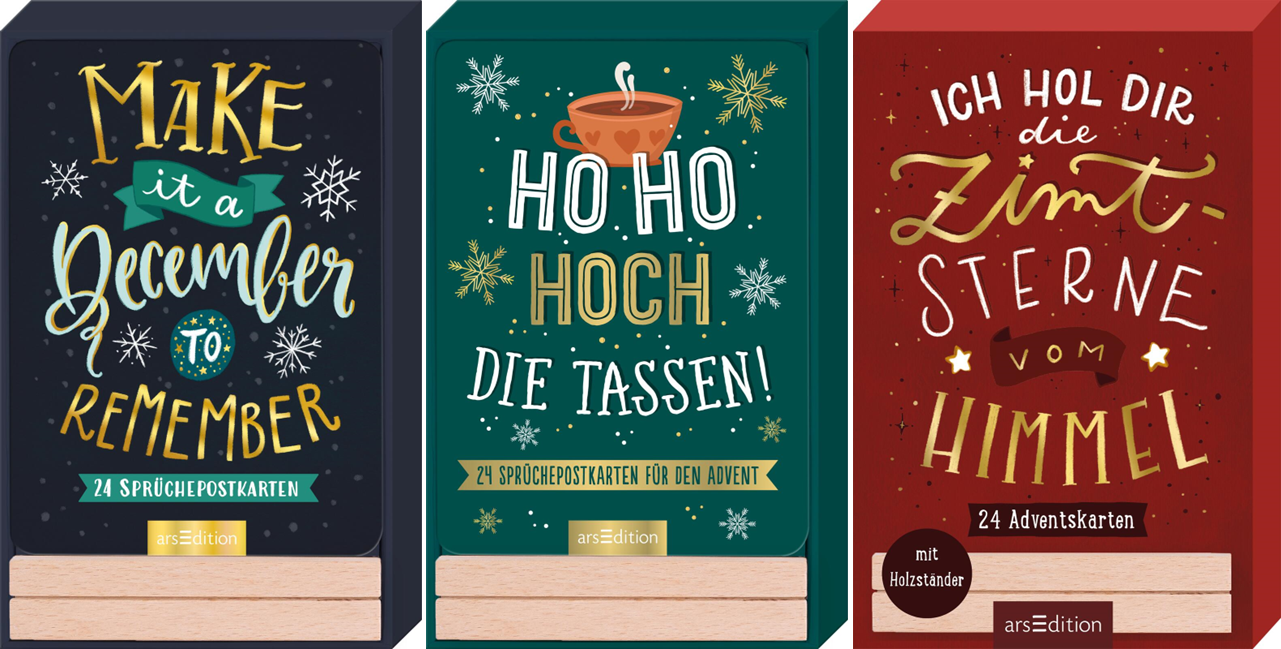 Sparpaket - 3er Set 24 Sprüchepostkarten | 24 Adventskarten