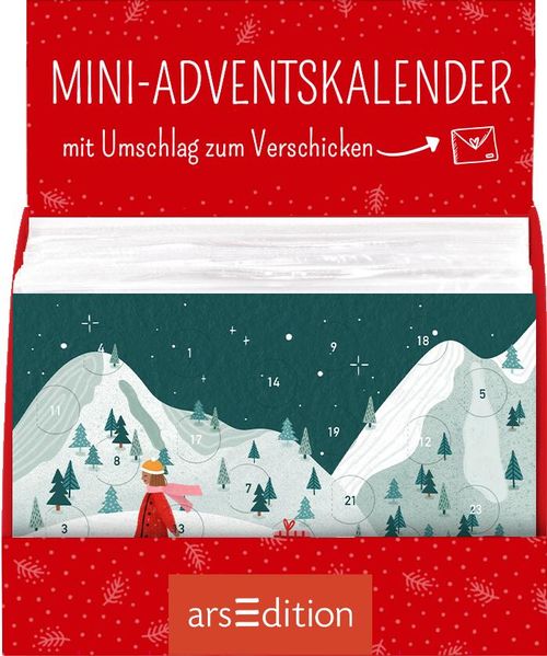 Mini-Adventskalender mit Umschlag zum Verschicken mit winterlichen Motiven (Motiv wird zufällig gewählt)
