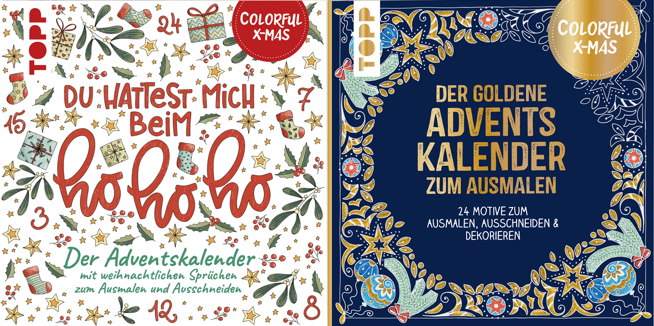 Sparpaket - 2er-Set Colorful Christmas Ausmaladventskalender (Mängelexemplar)