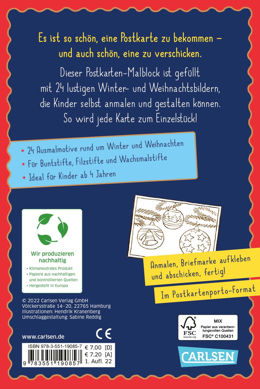 Mein Postkarten-Malblock: Wintergrüße - 24 Karten zum Ausmalen und Verschenken (Mängelexemplar)