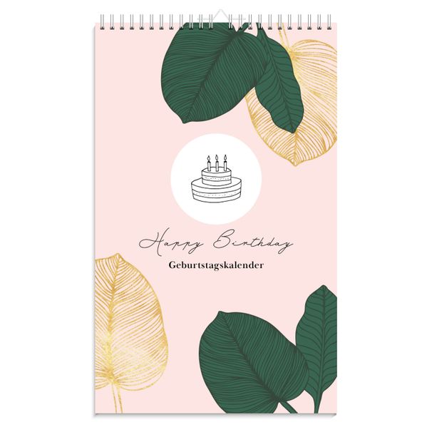Geburtstagskalender immerwährend | Jahresunabhängiger Kalender für Geburtstage in rosa