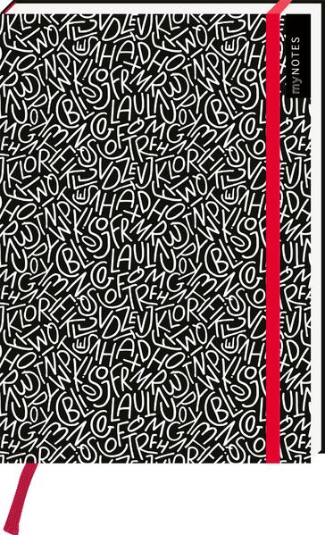 myNOTES Notizbuch A5: Black and White Letters - Notebook medium, gepunktet, paginiert