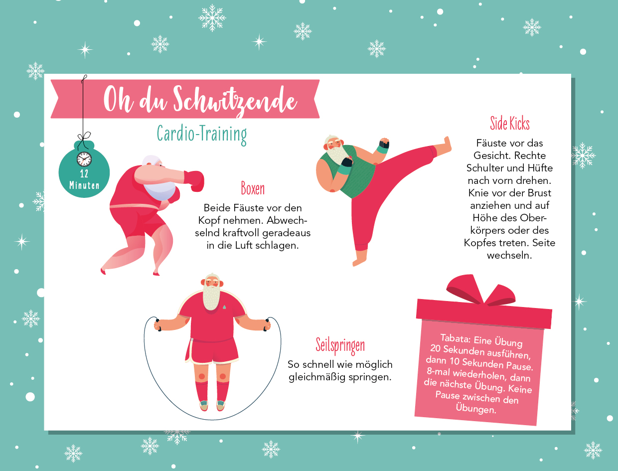 Lasst uns fit und munter sein-Der Fitnessadventskalender mit 24 Workouts gegen den Weihnachtsspeck