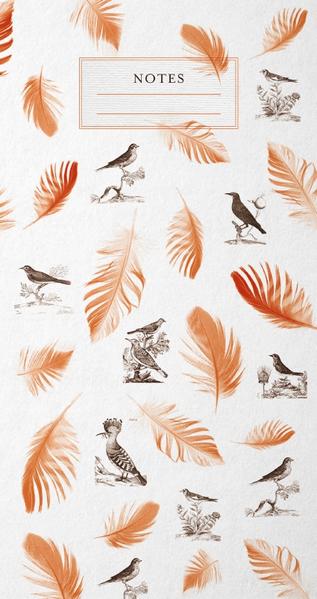 Pasta für Nachtigallen Schmales Notizheft - Motiv Orange Federn - Set mit 2 Exemplaren