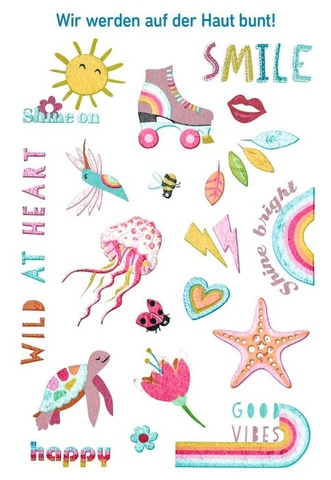 X_Lovely Planet Bunte Metallic-Tattoos