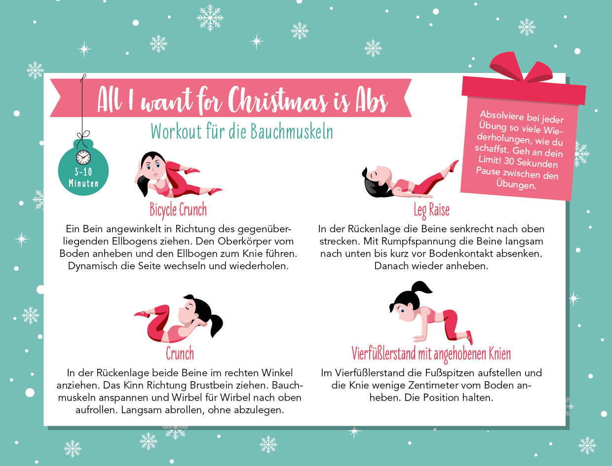Lasst uns fit und munter sein-Der Fitnessadventskalender mit 24 Workouts gegen den Weihnachtsspeck