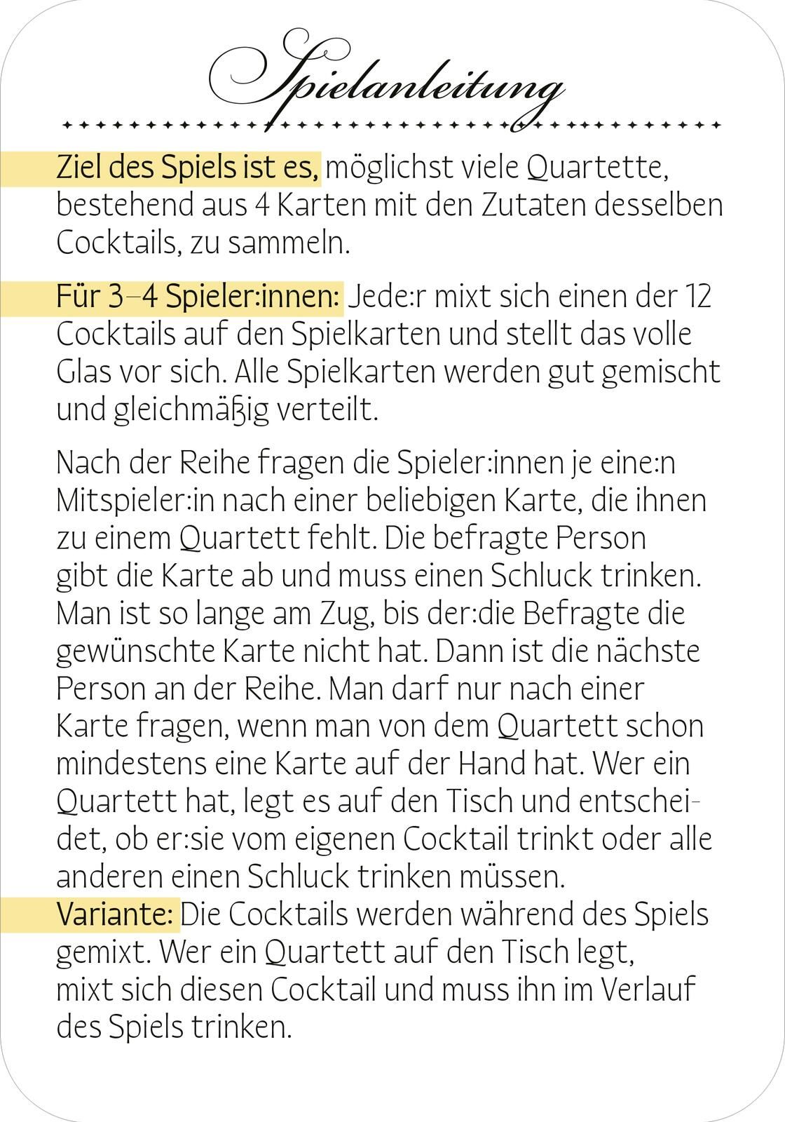 Das Cocktail-Quartett (Mängelexemplar)