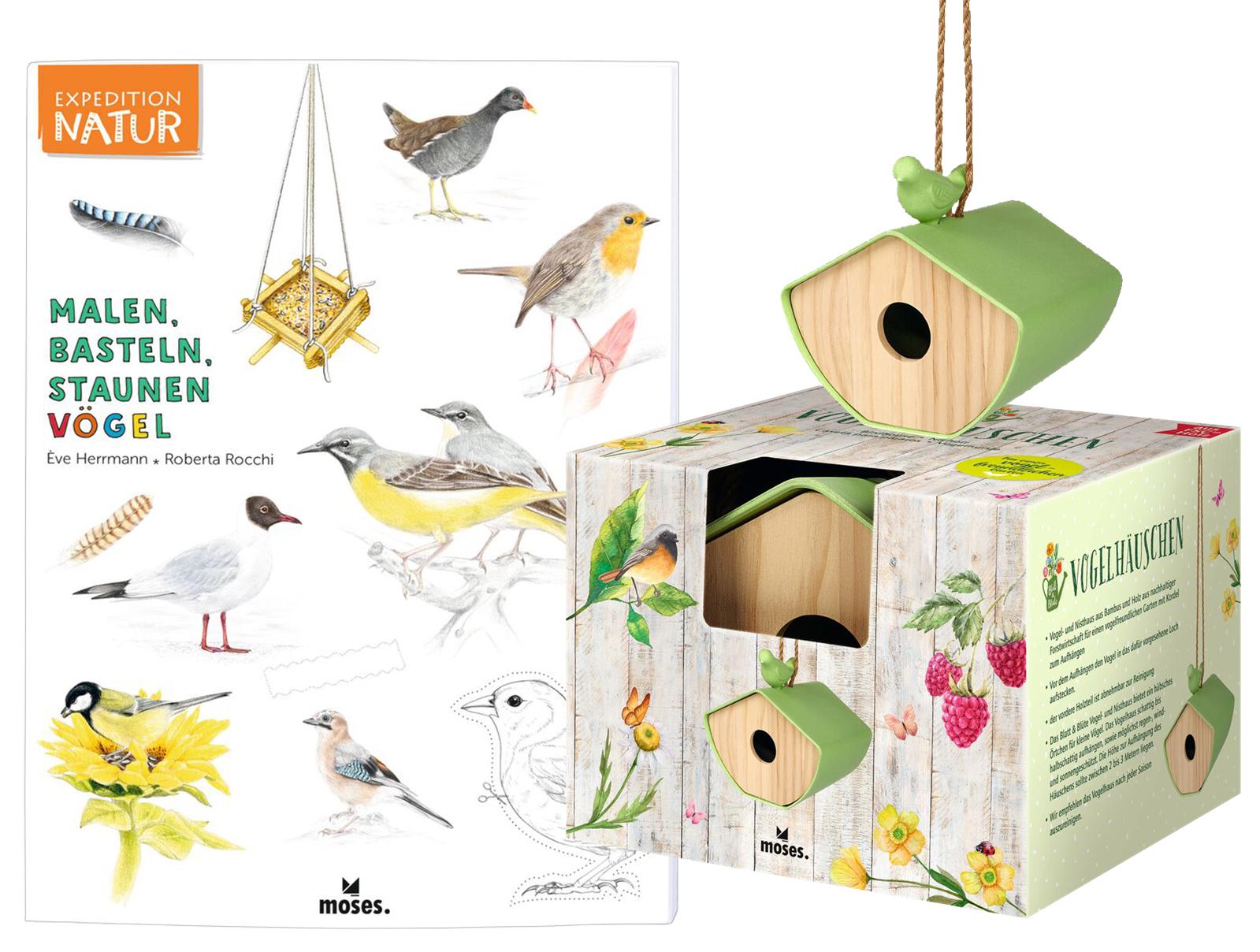 Aktion: Sparpaket - Blatt & Blüte - Vogelhäuschen + Expedition Natur: Malen, Basteln, Staunen - Vögel