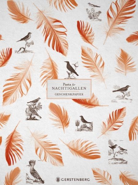 Pasta für Nachtigallen Geschenkpapier-Heft - Motiv Orange Federn - 2 x 5 Bögen