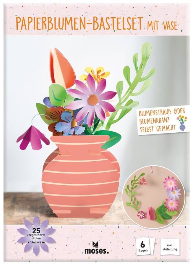 X_Papierblumen-Bastelset mit Vase