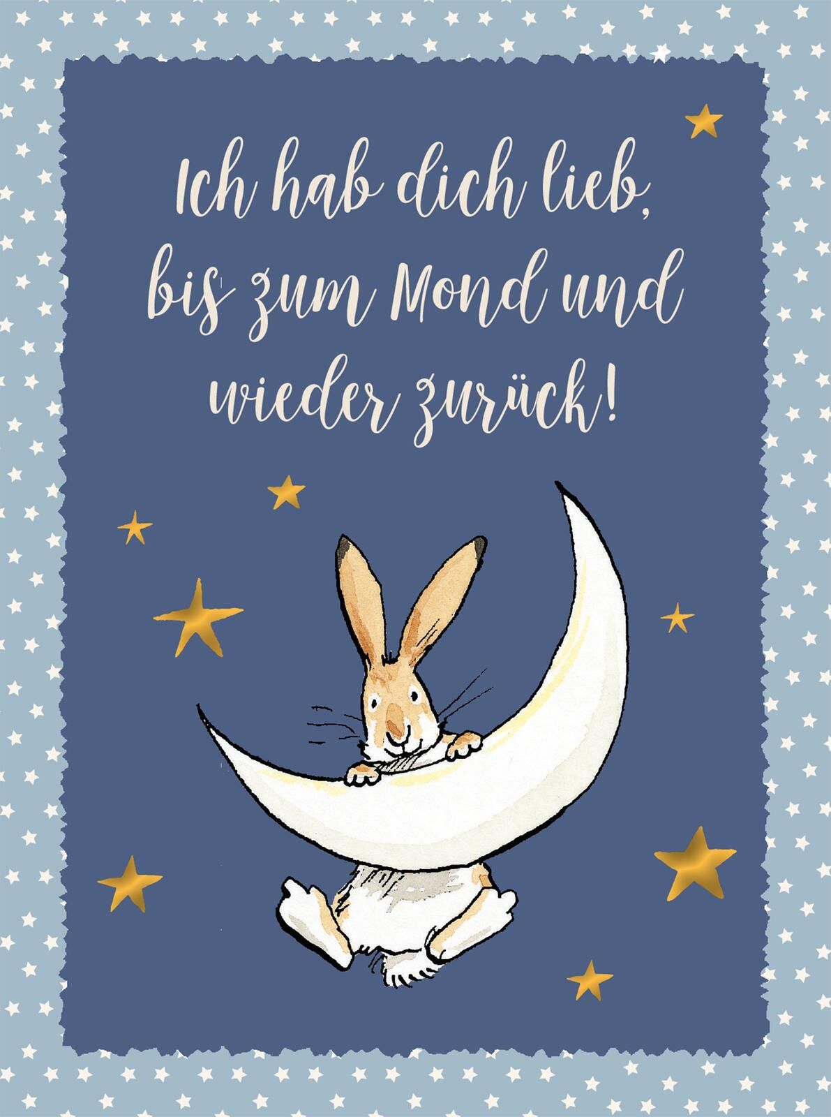 Ich hab dich lieb, bis zum Mond und wieder zurück! Klappkarte mit Umschlag