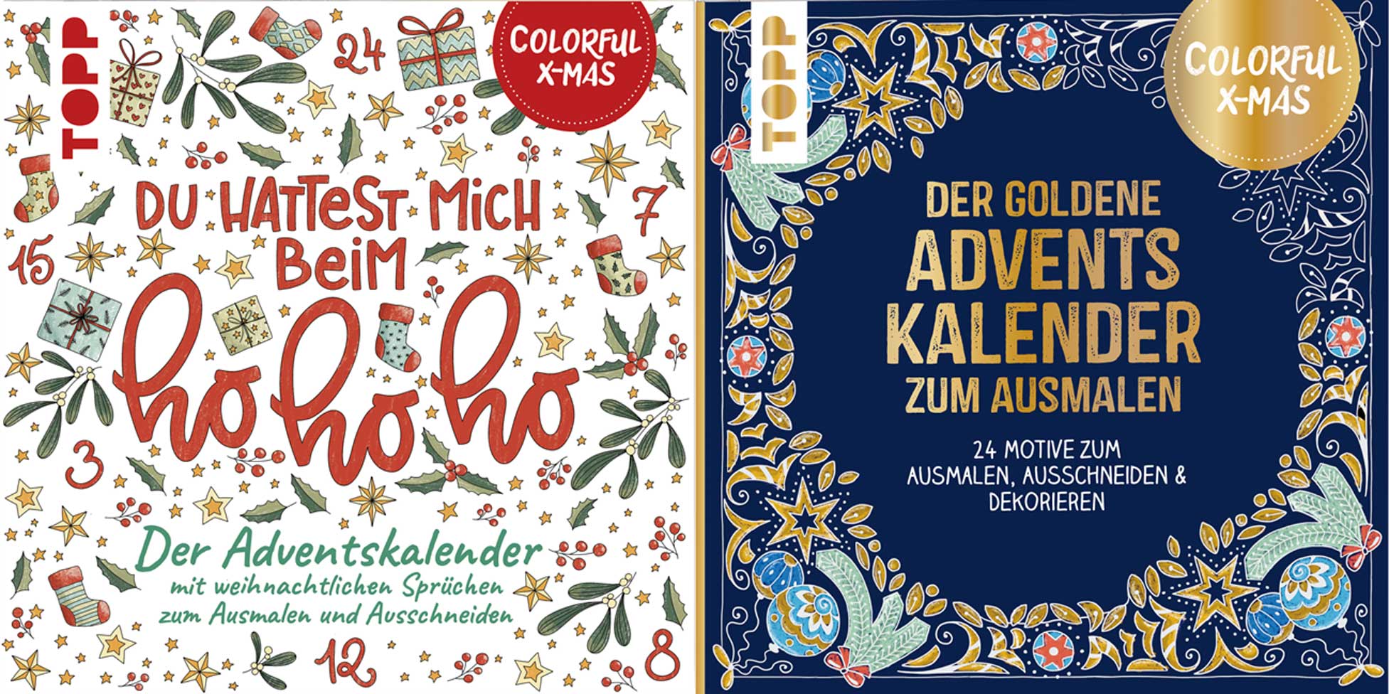 Sparpaket - 2er-Set Colorful Christmas Ausmaladventskalender (Mängelexemplar)