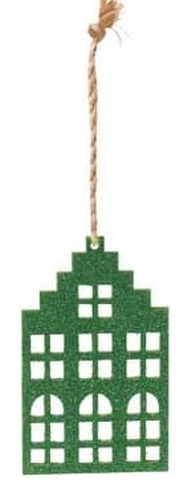 Anhänger Glitzerhäuschen (grün | Häuschen-Form wird zufällig gewählt)