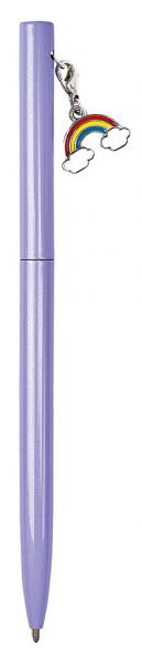 Kugelschreiber mit Regenbogen-Anhänger violett