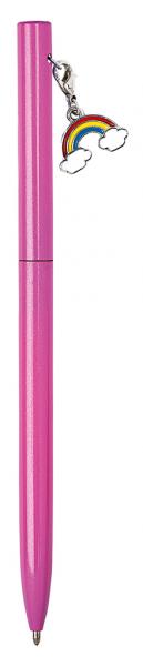 Kugelschreiber mit Regenbogen-Anhänger pink