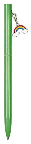 Kugelschreiber mit Regenbogen-Anhänger grün