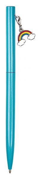 Kugelschreiber mit Regenbogen-Anhänger blau